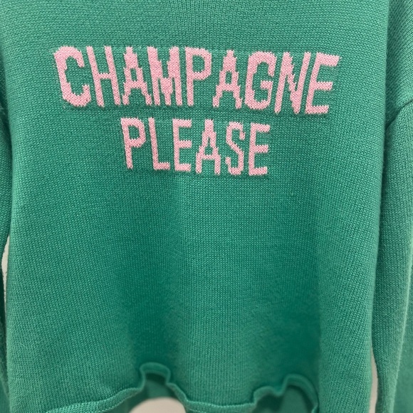 Miracle Green Crew Neck Sweater with Pink Accents - Picture 2 of 4